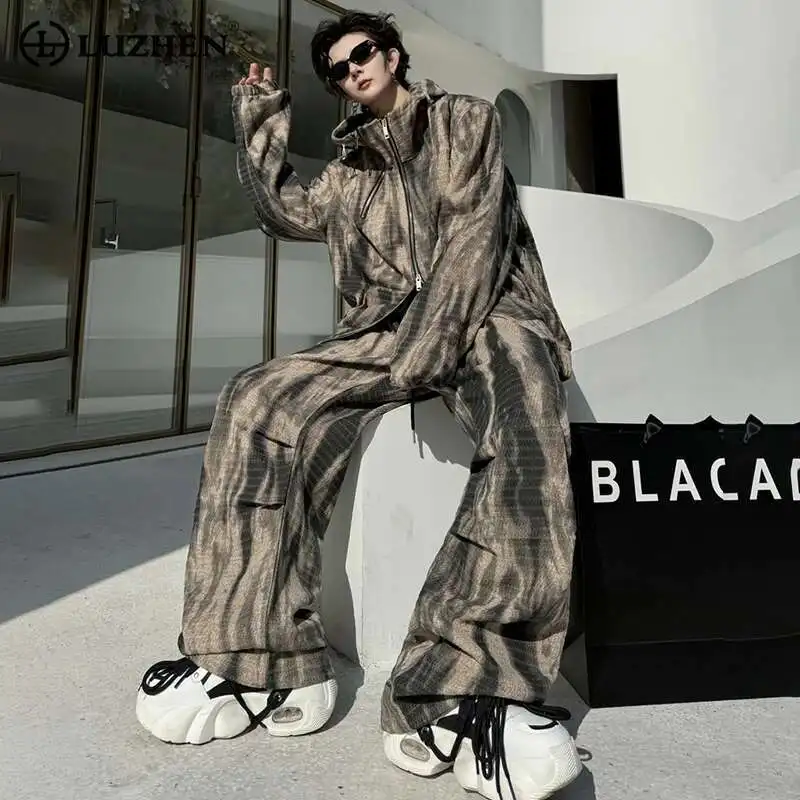 

LUZHEN 2025 Spring Tie-dyed Design Fashion Loose High Street Hooded Jacket Loose Casual Pants Men's Trendy Two-piece Sets Be0a30