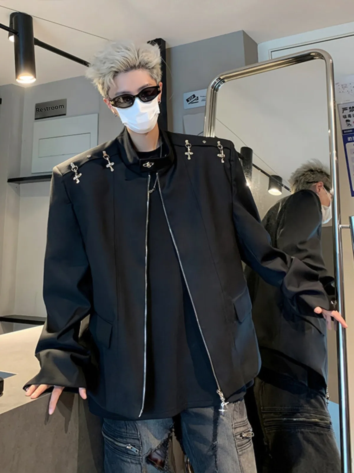 

Мужская модная куртка-пилот Advanced ort Pilot Jaet с подплечниками, в стиле Cleanfit, High Street, американский молодежный стиль, Stand Fit, с металлическим декором