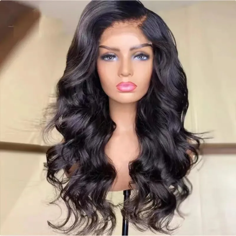 

Front Lace African Synthetic Wig European and American Style Head Cover Wholesale Women Long Curly Hair Middle