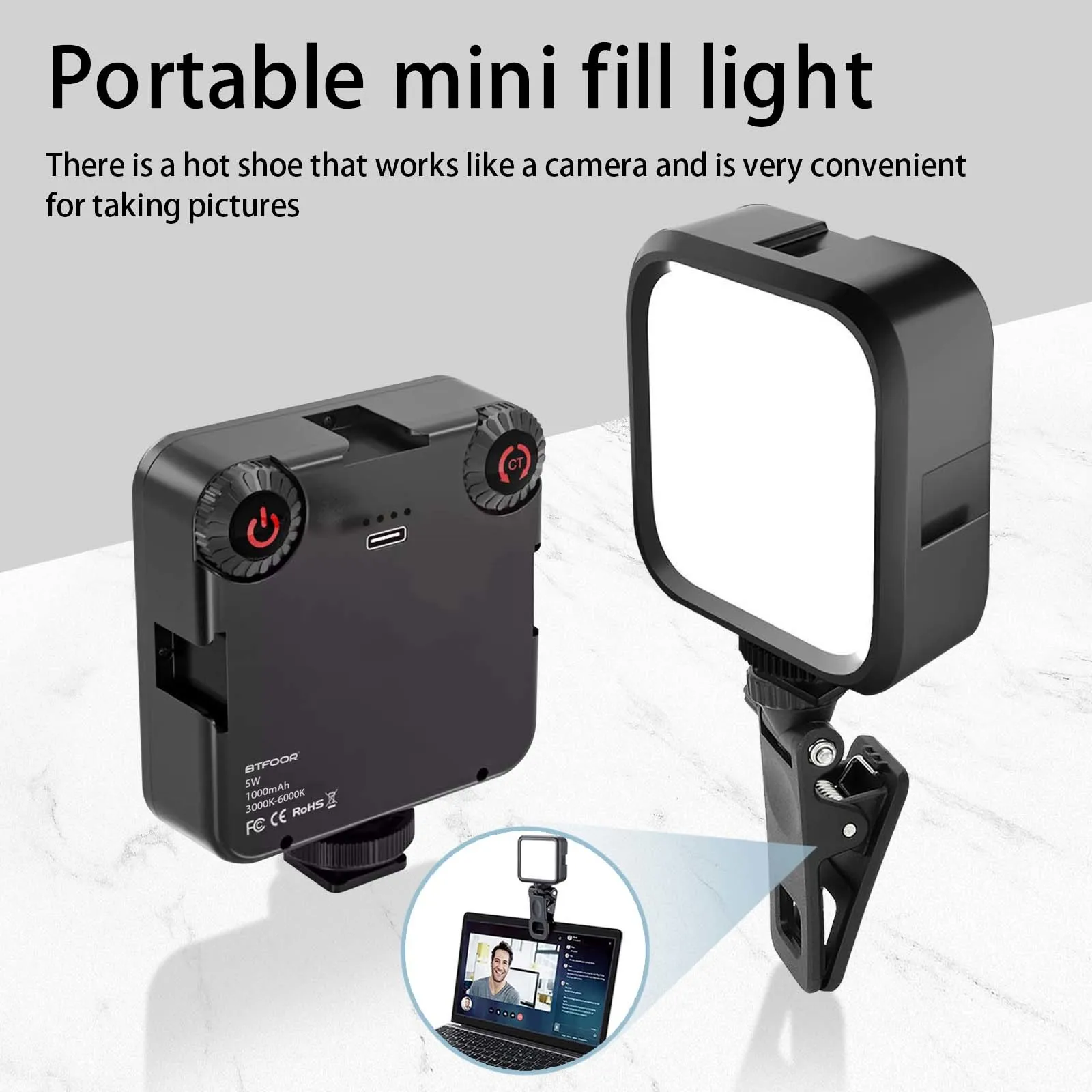 LED Clip Video Light Portable Photography On-Camera 3000K-6000K Bi-Color Lighting Cold Shoe For DSLR Camera Camcorder Gopro Vlog