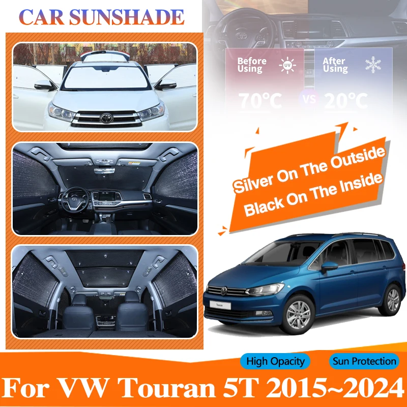 

For VW Volkswagen Touran MK2 5T 2015~2023 2024 Car Window Windshield Sunshades Front Anti-UV Reflector Sun Shades Auto Sun Visor