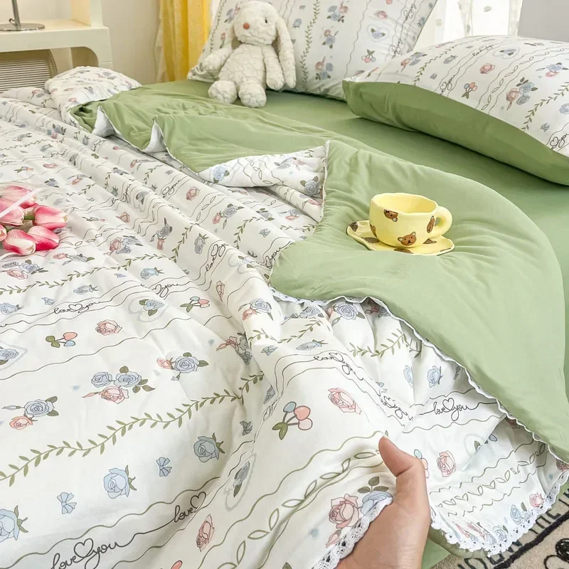 Class A Small Fresh Knitted Cotton Summer Cool Quilt Machine Washable Soybean Air Conditioner Quilt Gift Quilt