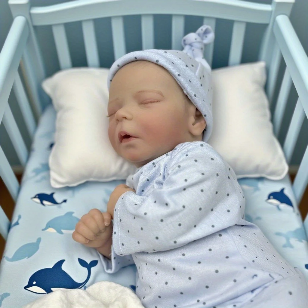 BZDOLL 18 Zoll (Stoffkörper, weiche Vinyl-Extremitäten) 45 cm Reborn-Babypuppe, lebensechte Neugeborenenpuppe, flexibel, 3D-bemalter Hautton mit sichtbaren Adern, Frühgeborenen-Puppe,