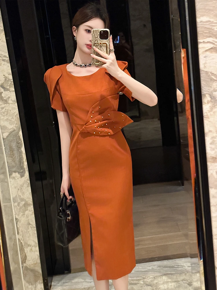 New Summer Elegant Office Business Formal Pencil Dress Women Clothes  Commute Classic Puff Sleeve Slim Midi Party Gown Vestidos - AliExpress  200000345