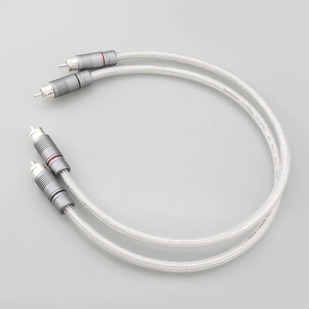 Audiocrast IC102AG 99.998% Pure Silver RCA Cable HiFi Audio Interconnect Solid PSS Pure Silver Core Wire Silver-Plated Plug