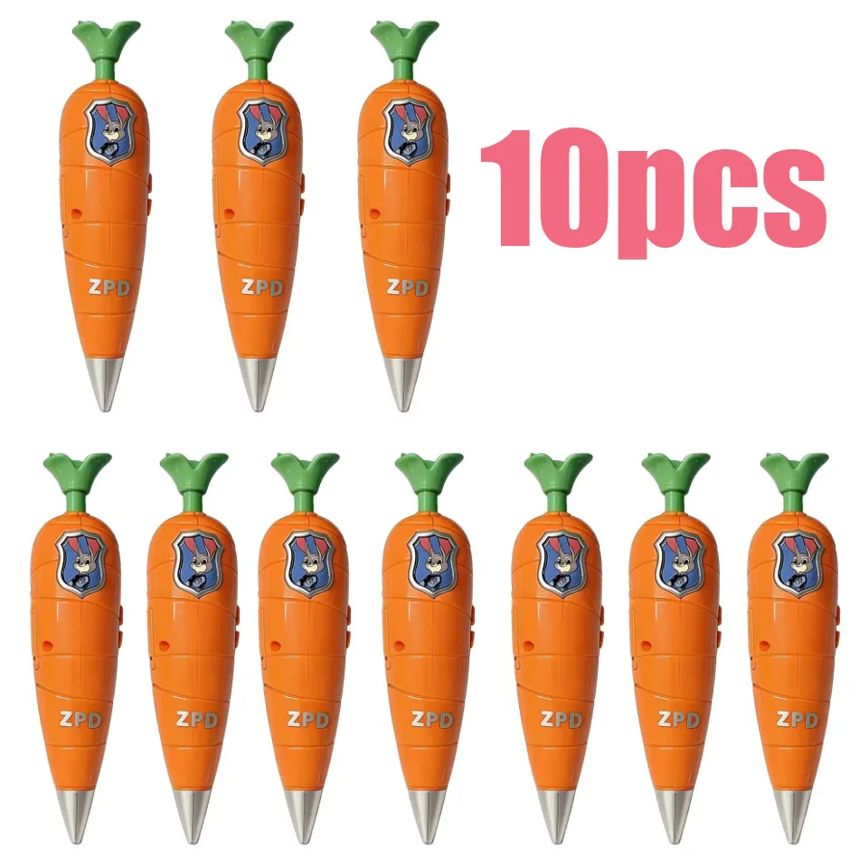 1, 3, 6 ou 10 Peças Zootopia 2 Caneta Gravadora Cenoura Judy Nick Acessórios de Cosplay Mini Caneta Gel 2 em 1 Estilo Anos 60 Material de Papelaria para Crianças
