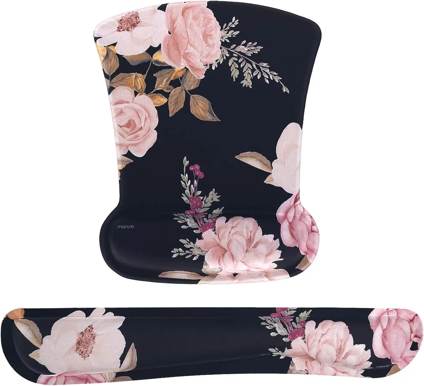 

Ergonomic Wrist Rest for Mouse & Keyboard, Non-Slip Base with Memory Foam, Black - Pain Relief & Easy Typing