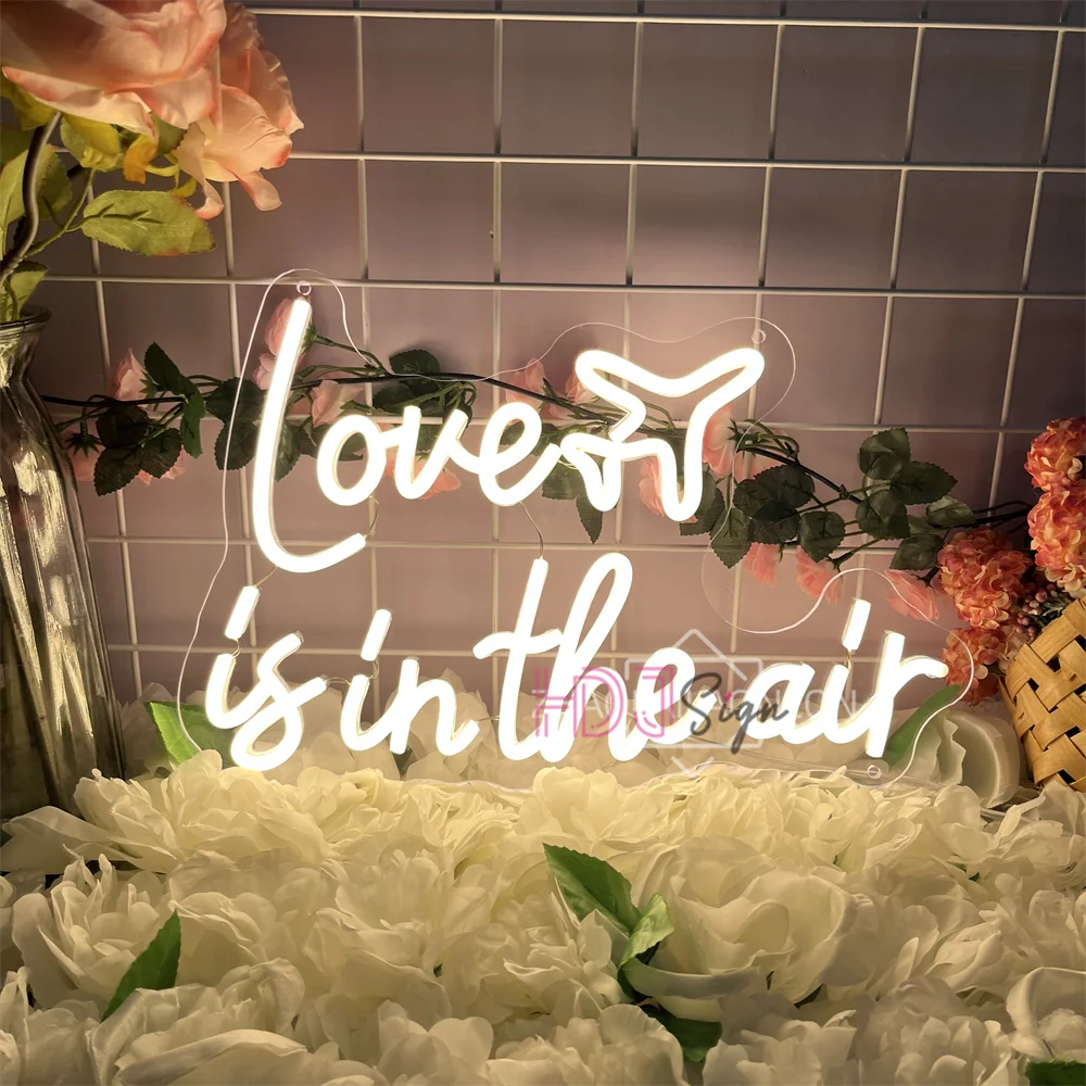 

Любовь в воздухе Светодиодная неоновая вывеска Домашний декор комнаты Настенное искусство Свадебные неоновые светодиодные фонари Вечеринка Спальня Свадебное украшение Подарки Вывески