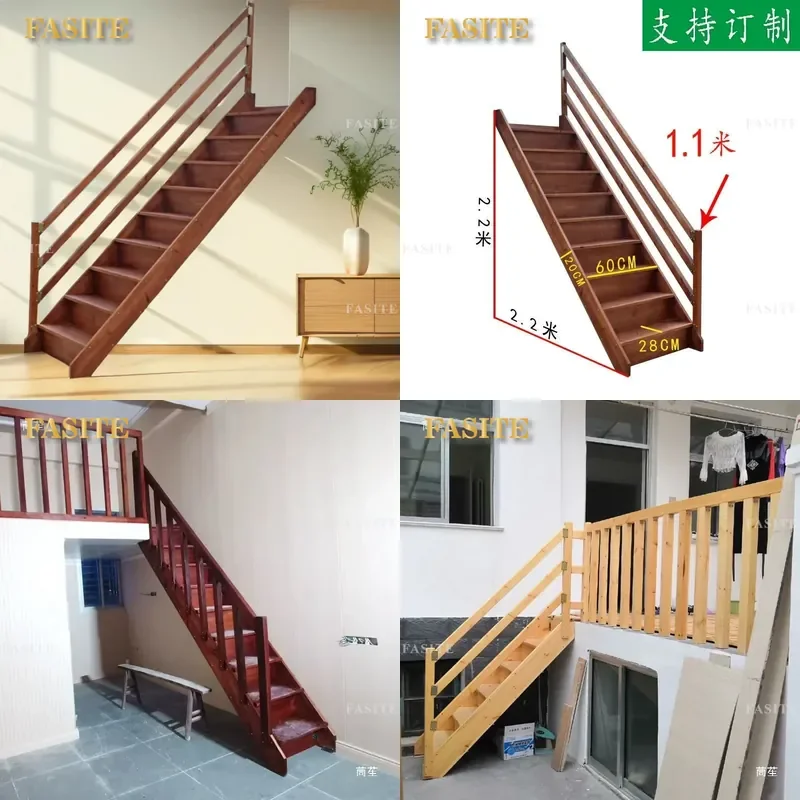 For Solid Wood Attic Stairs Indoor Outdoor Folding Ladder Two Story Duplex Home Climbing Step Space Saving Durable Furniture