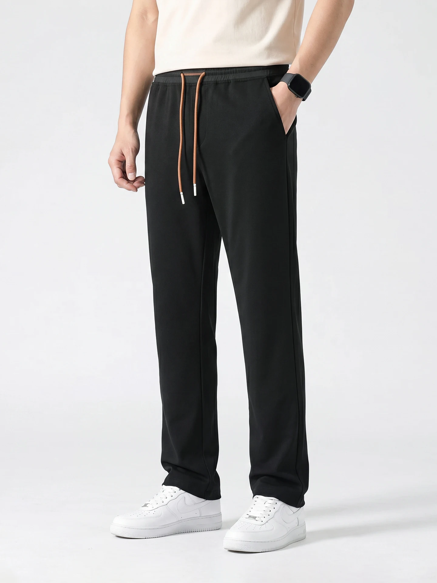 

Men's Modal Sport Casual Pants Breathable Anti-Wrinkle Summer New Style Cool Feeling Straight Leg Trousers Comfortable Fit