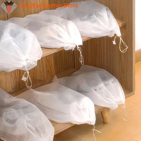 50Pcs 세트 신발 먼지 커버 부직포 방진 Drawstring 지우기 보관 가방 여행 주머니 신발 가방 건조 신발 보호