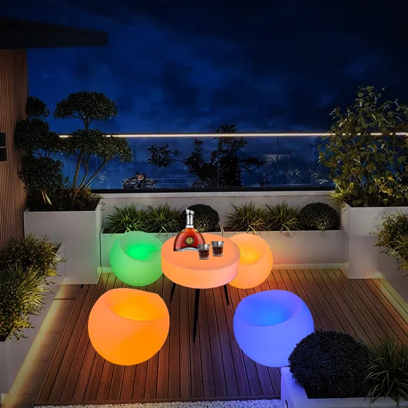 LED luminous table and chair leisure combination outdoor entertainment coffee table bar loose table villa hotel courtyard stool