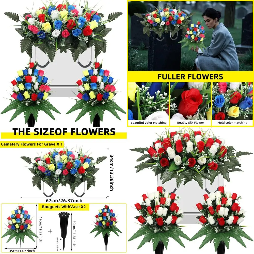 

Искусственные цвинтарные цветы для гравюры, Мемориальные букеты роз, Украшения изголовья, Седельные цветы кладбища, Мемориальный цветок