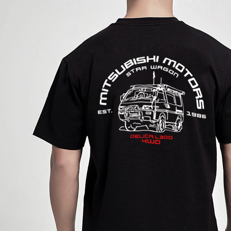 

2025 New Delica L300 4WD T-Shirt 4D56 Turbo Diesel Off-Road Van Wagon Adventure Pure Cotton Short Sleeve Streetwear