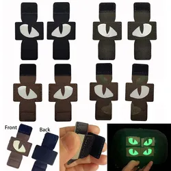 Cat Devil's Eyes Badges Clothes Sticker Glow in Dark,Combat Ranger Applique Tactical Equipment Hook and Loop Patch Glow in dark