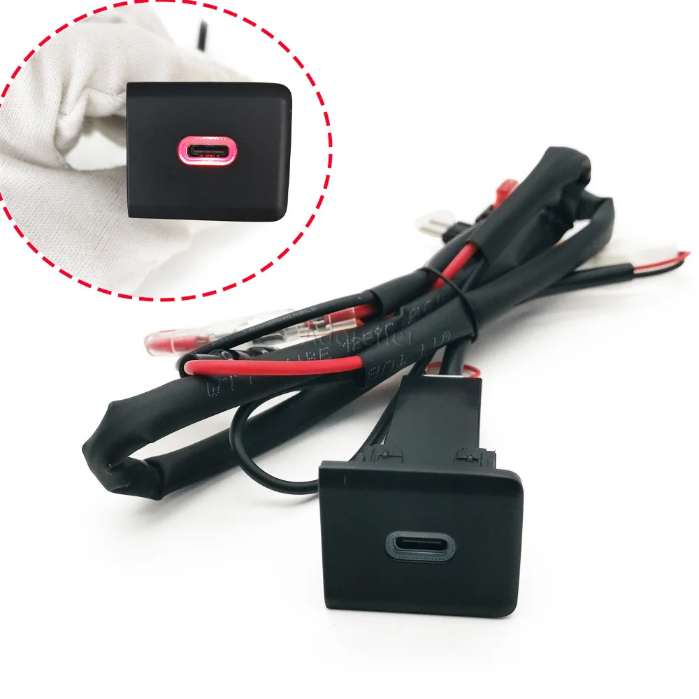 Red LED Fit for VW Caravelle T5 Car Charger Socket Type C PD Charging Outlet Power Adapter Phone Car Accessories 12V/24V
