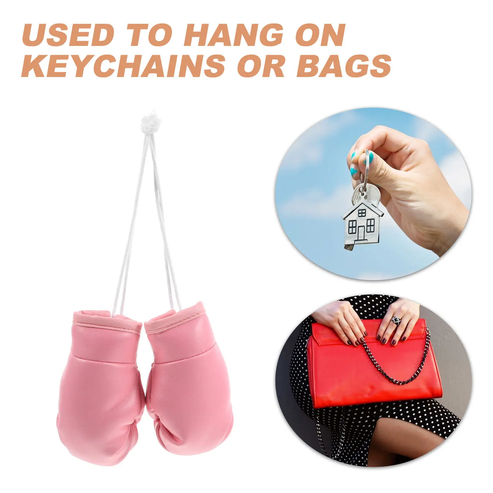 1Pair Boxing Gloves Keychain Punching Gloves Car Hanging Ornament Rearview Mirror Accessory Versatile Decor for Auto Interior