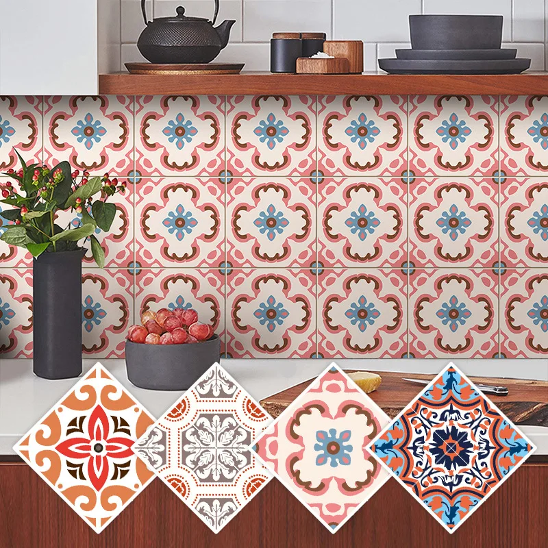 Moroccan Self-Adhesive Wall Sticker, Waterproof Oil-Proof Heat-Resistant PVC Film for Kitchen Cabinets Countertops Stove