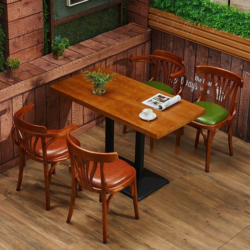 

Milk tea shop tables and chairs western restaurant coffee tables and chairs retro casual dessert shop gourmet tables