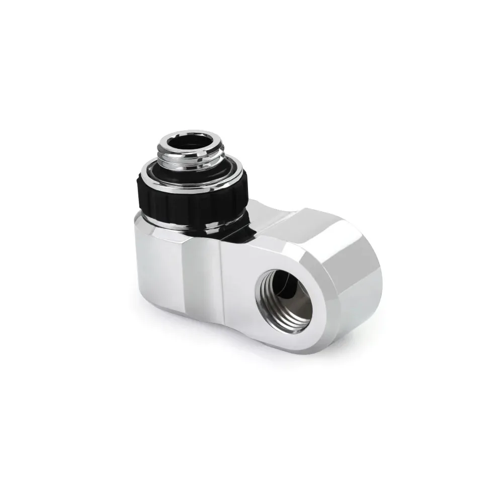 Alphacool Apex Grip Offset 27mm 2x 90° OT/IT G1/4 Rotatable Fittings For Flexible and Customized Connection,Black,Silver