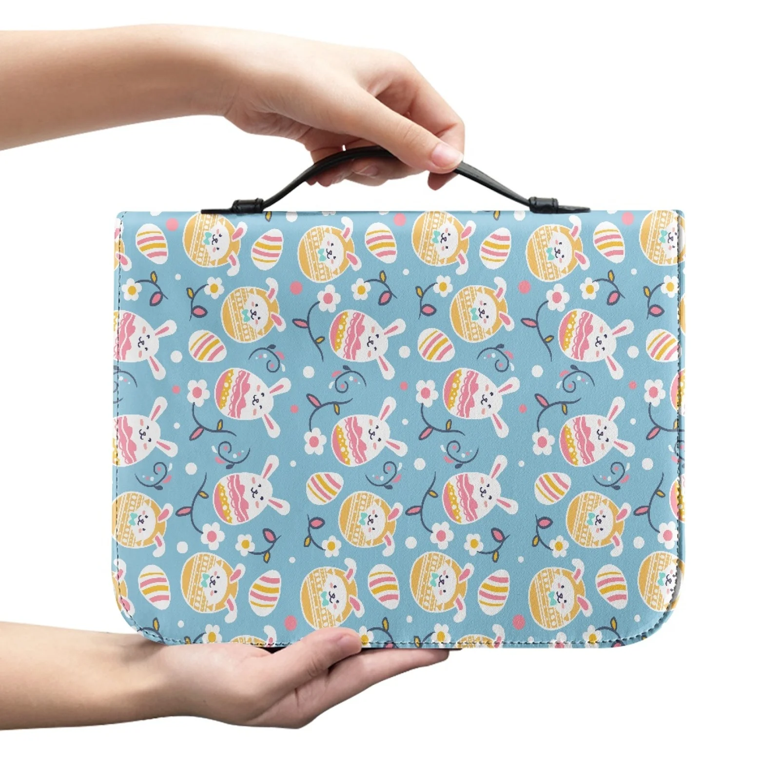 XIXIRIMIDO Easter Bunny Pattern Fashion 2026 Large Capacity Bible Case for Women PU Leather Bible Cover