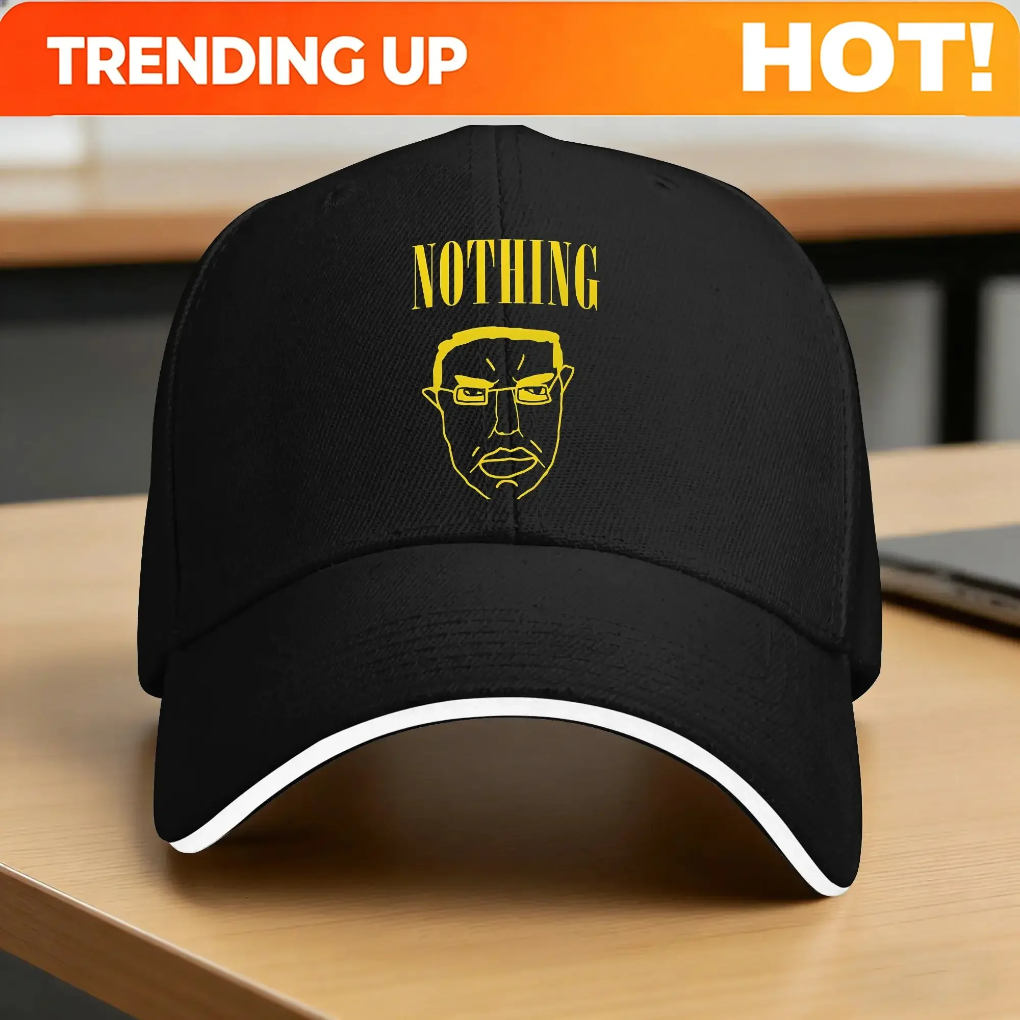 Custom Spring Ullzang Wojak Chudjak Nothing Ever Happens Meme Baseball Cap Outdoor Sports Women Men Sun-Proof Snapback Cap