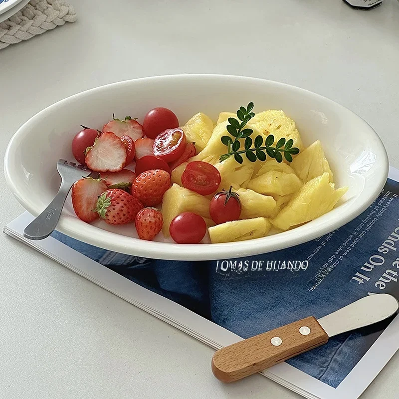 Ele Oval Cerc Plate Dert Pasta Salad Fruit Restaurant Quali White Porcelain Multifunctional Dining Utensils
