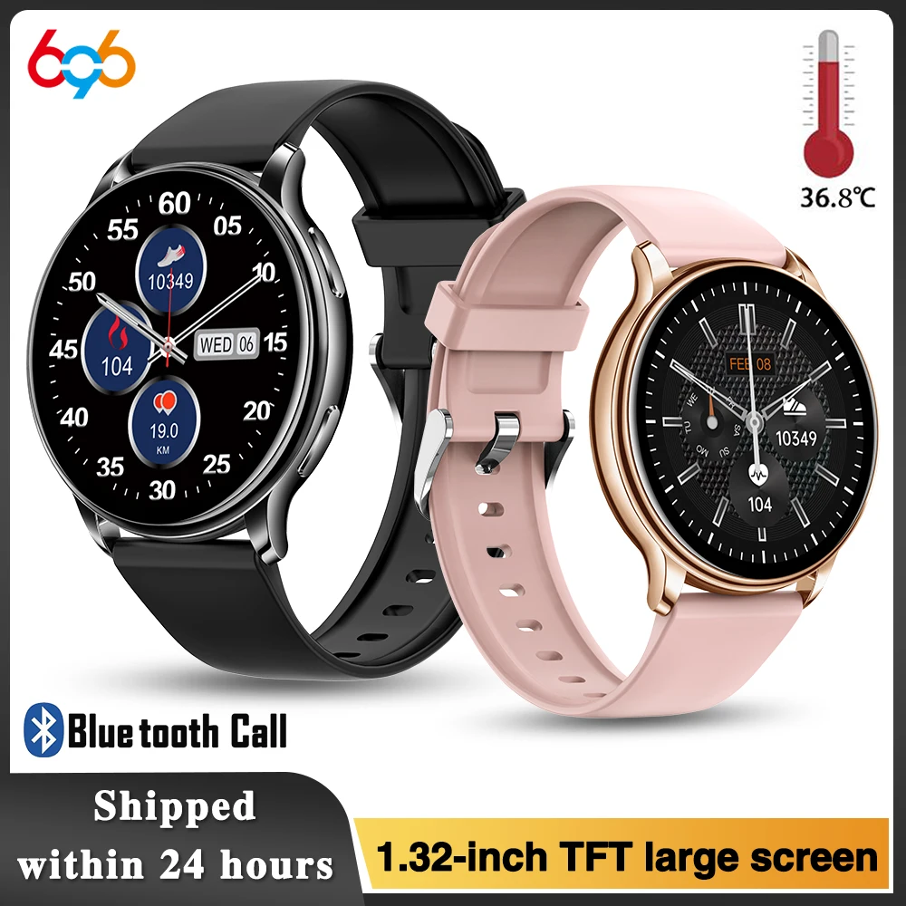 

BT Call Smart Watches Men Women Body Temperature Health Blood Oxygen Monitoring Sport Fitness Smartwatch 360*360 For IOS Android