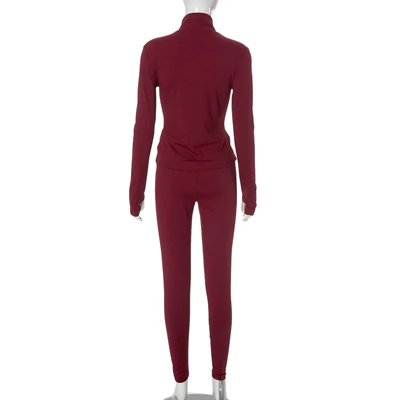 Ensemble de yoga 2 pièces pour femme, manches longues, fermeture éclair, taille haute, pantalon slim, fitness, olympiques d'entraînement, automne, 2024