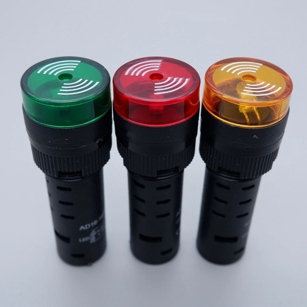 Buzzer 16mm Strobe Buzzer Alarm  Indicator Light Sound Yellow Red Green   Warning Light Panel Installation 12V 220V 24V