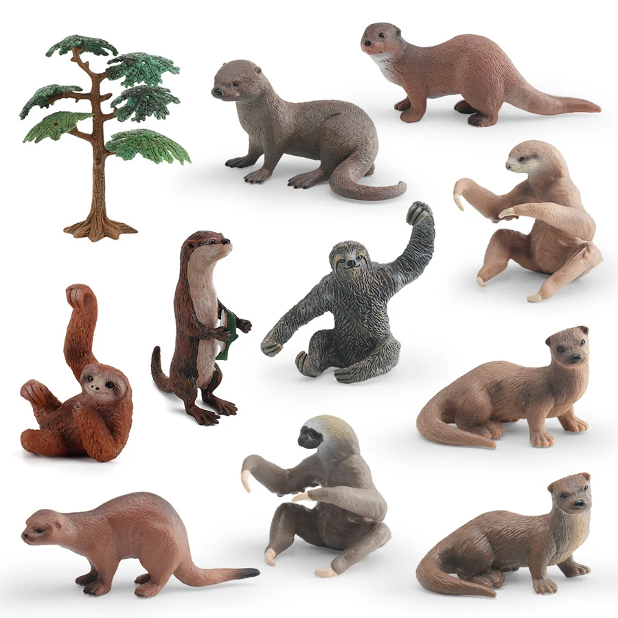 Realistic Sloth River Otter Sea Otter Animal Modle Action Figures Wild Animal Sloths Climb Tree Figurine Educational Toys