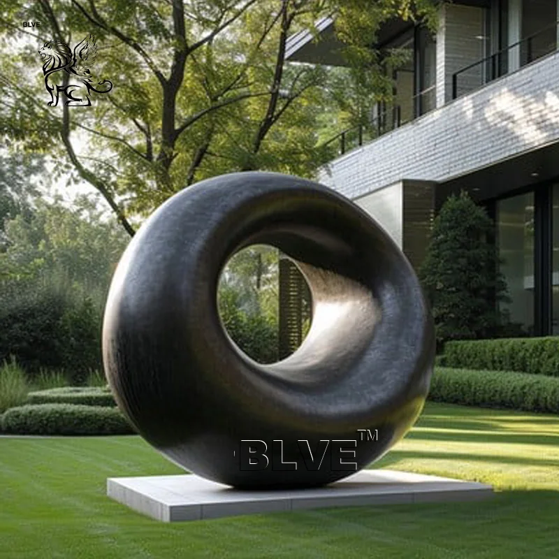 BLVE Luxury Villa Decoration Large Metal Art Design Abstract Casting Copper Statue Ring Bronze Sculpture