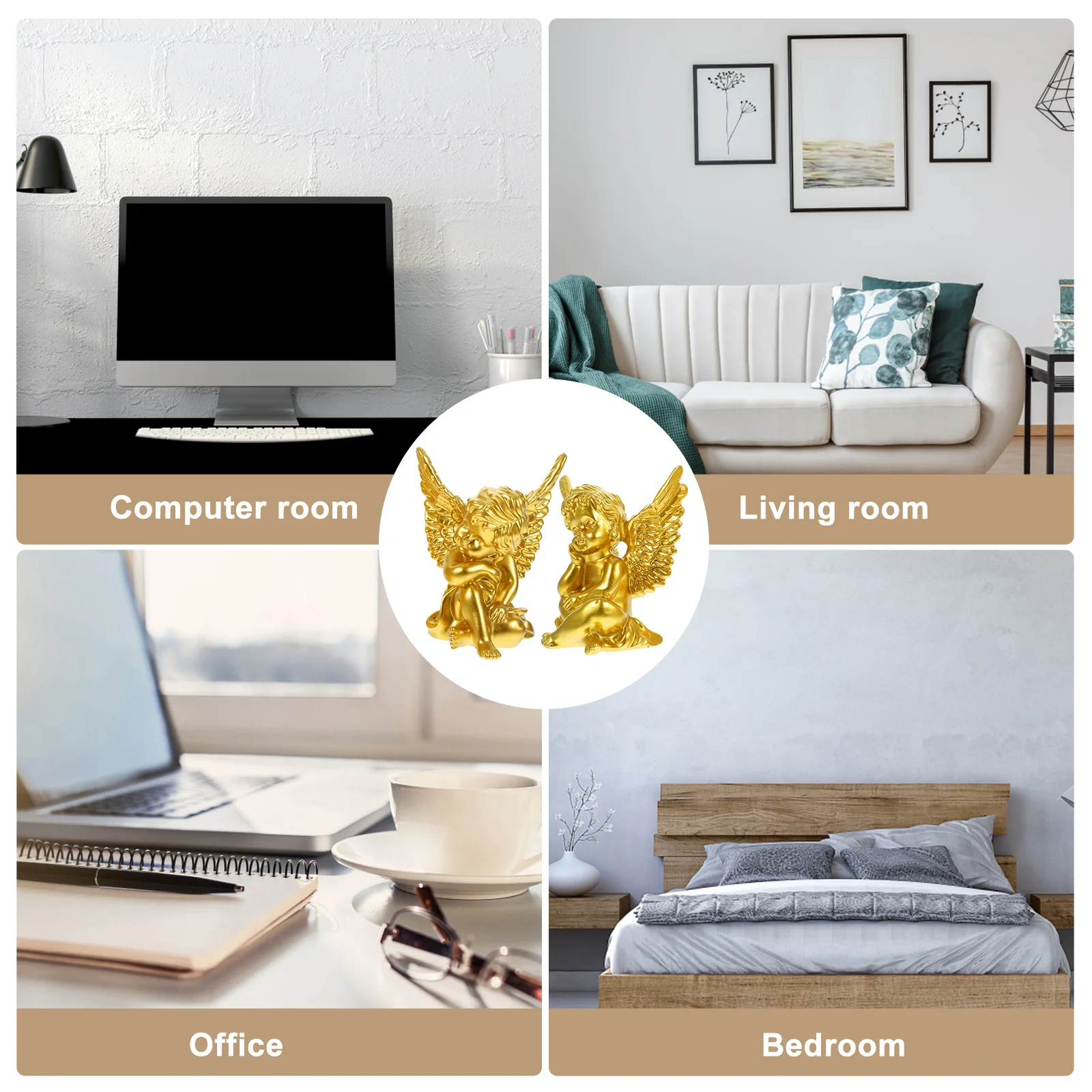 

2Pcs Resin Angel Statue Adornment Exquisite Workmanship Not Easy to Fade Home Decor Wedding Decoration Angel Statue