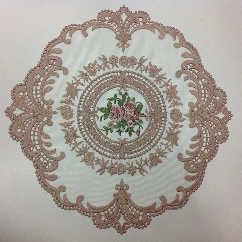 1Pcs Dining Table Flower Embroidery Craft Placemat European Style Lace Insulation Plate Mat Anti-scald Coaster Table Pads