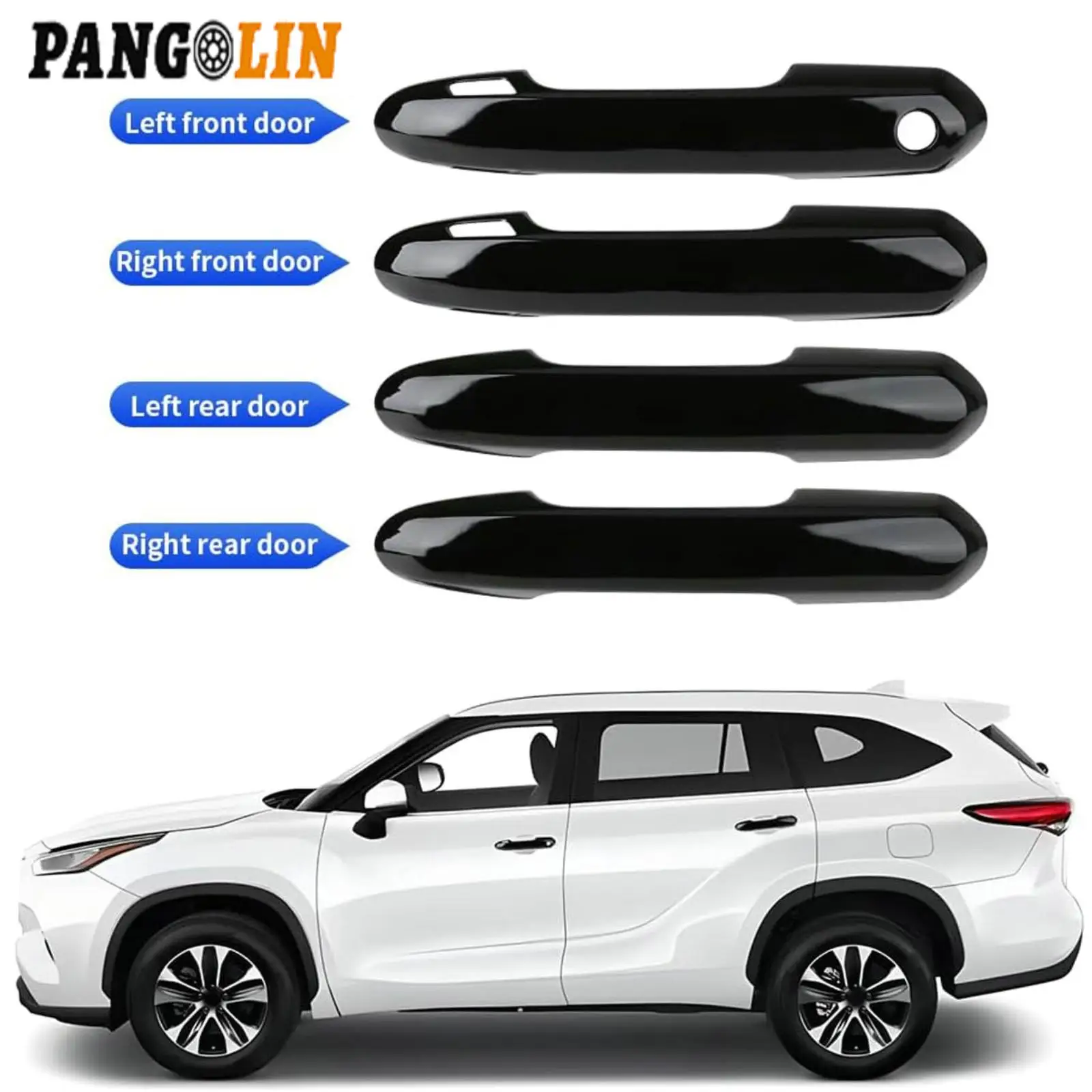 4Pcs/Set Black Plastic Front Car Door Handles Cover Trim For Toyota RAV4 2019-24 Car Interior Accessories Replacement Parts