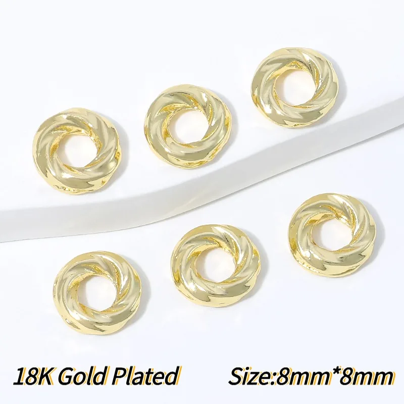 18K vergoldeter Messing-Ring mit gedrehtem Seilmuster, geschlossener Ring, Zubehör für DIY-Schmuckherstellung, Verbinder, hochwertige Schmuckkomponenten – Detail 31