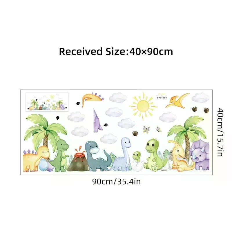 New Cartoon Cute Dinosaur Wall Stickers For Children Room Boy Kids Room Living Room Nursery Background Decoration Wall Decals view 5