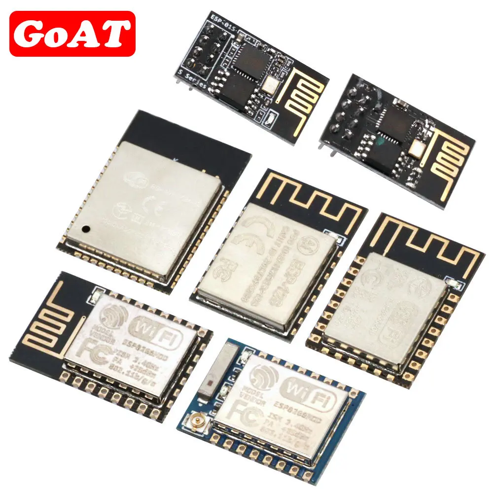Módulo transceptor sem fio WiFi, 2.4G, ESP8266, ESP-01, ESP-01S, ESP-07, ESP-07S, ESP-12, ESP-12E, ESP-12F, ESP-32 Serial, 1Pc