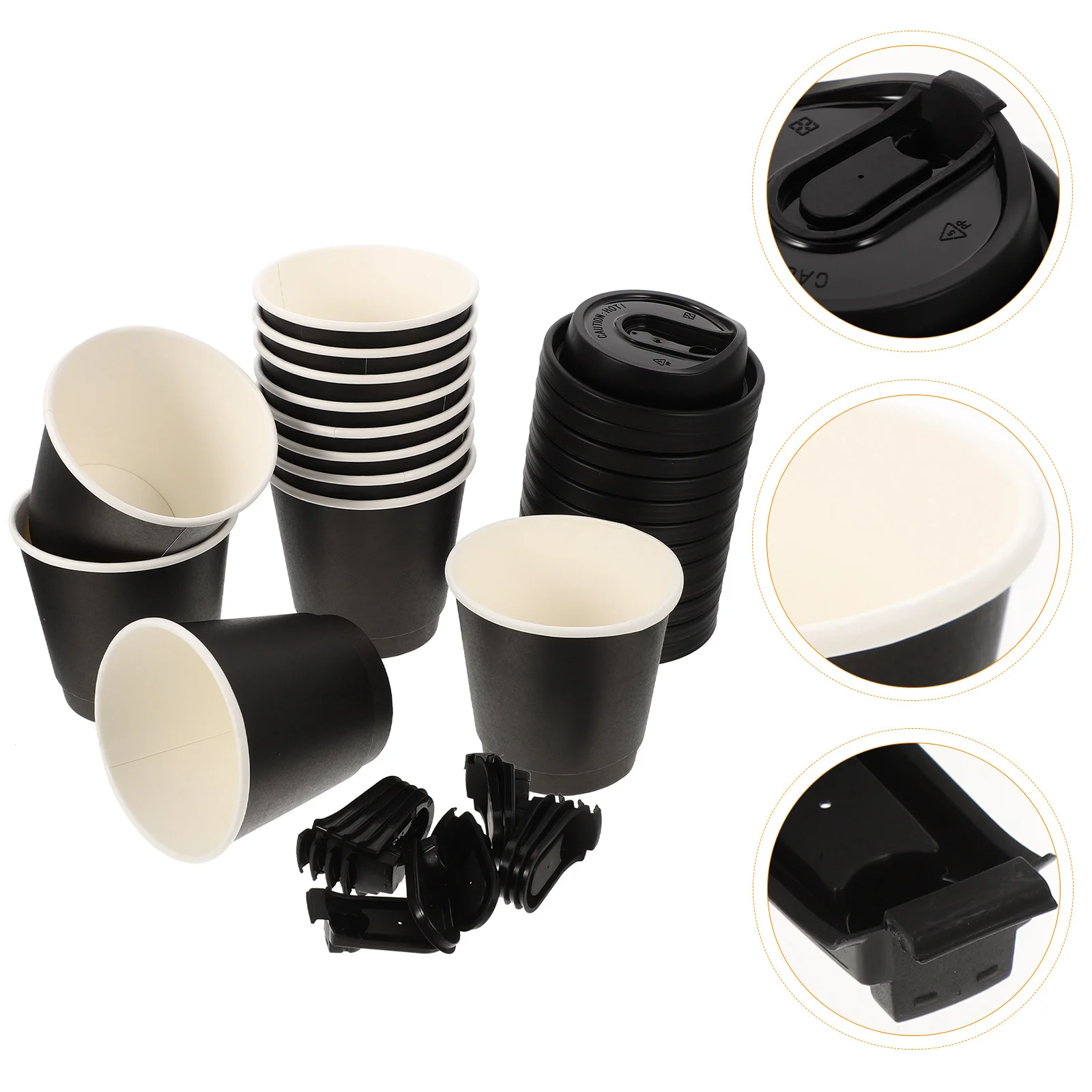 

25Sets Disposable Paper Coffee Cups Hot Drink Leakproof Lids Portable Cups for Office Events Coffee Accessories