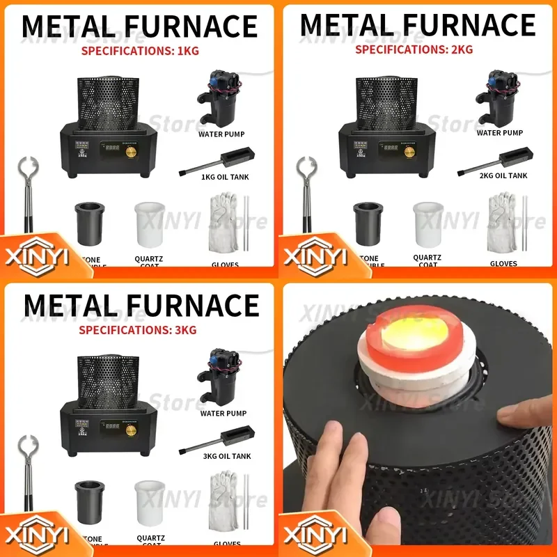 1KG 2KG 3KG Mini Portable Induction Melting Furnace for Gold Silver Steel Casting Jewelry Smelting Machine 1400 to 1600