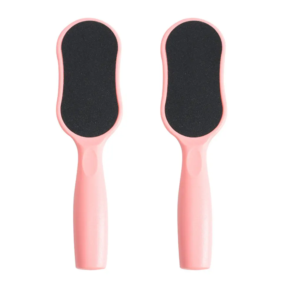 

2Pcs Foot File Callus Remover Double Sided Pink Plastic Handle Ergonomic Design Rapid Effect Pedicure Foot Care Tool