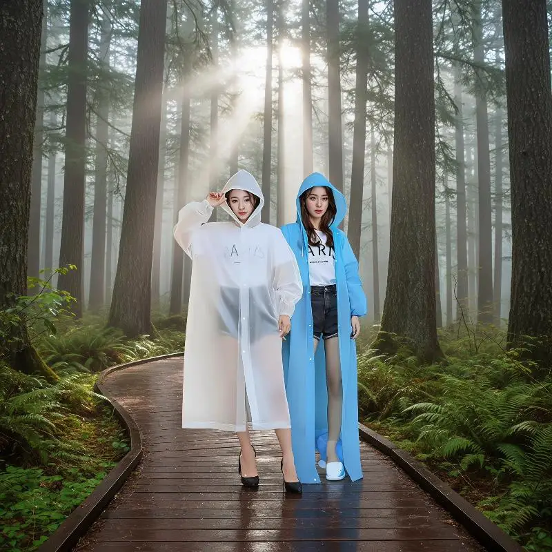Men Women Thickened Waterproof Raincoat Impermeable Windproof Rain Jacket for Camping Hiking Travel Outdoor Adventures