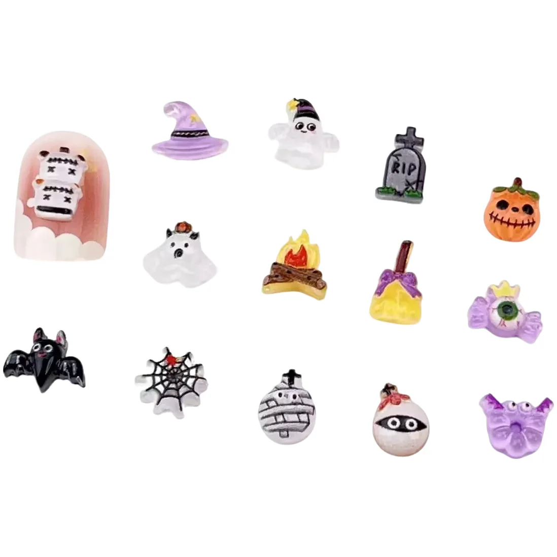 ชุดตกแต่งเล็บฮาโลวีน 20 ชิ้น ชาร์มทำเล็บ DIY สุดสร้างสรรค์ น่ารัก ทำมือ ลายมอนสเตอร์ สำหรับตกแต่งเล็บ