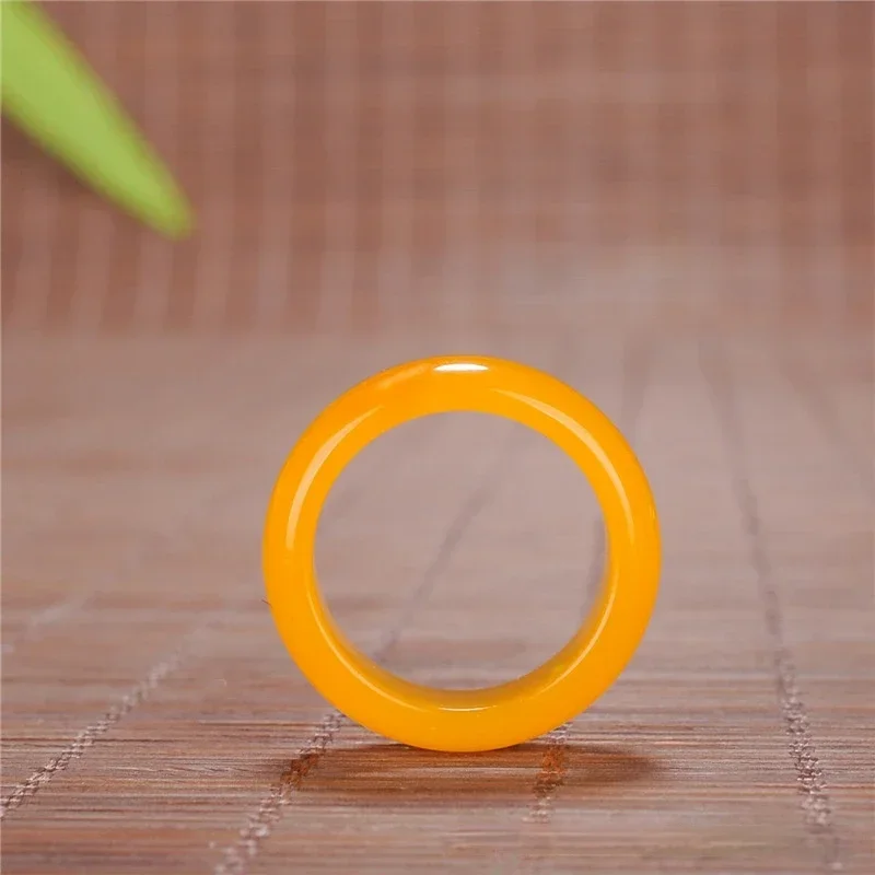 Natural Hetian Yellow Jade Ring Fashion Charm Jewellery Carved Jadeite Designer Accessories Amulet for Men Women Gifts Luxury