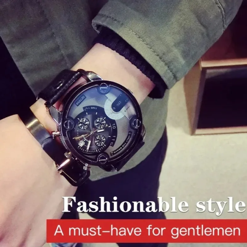 Orologio al quarzo con cinturino grande alla moda da uomo