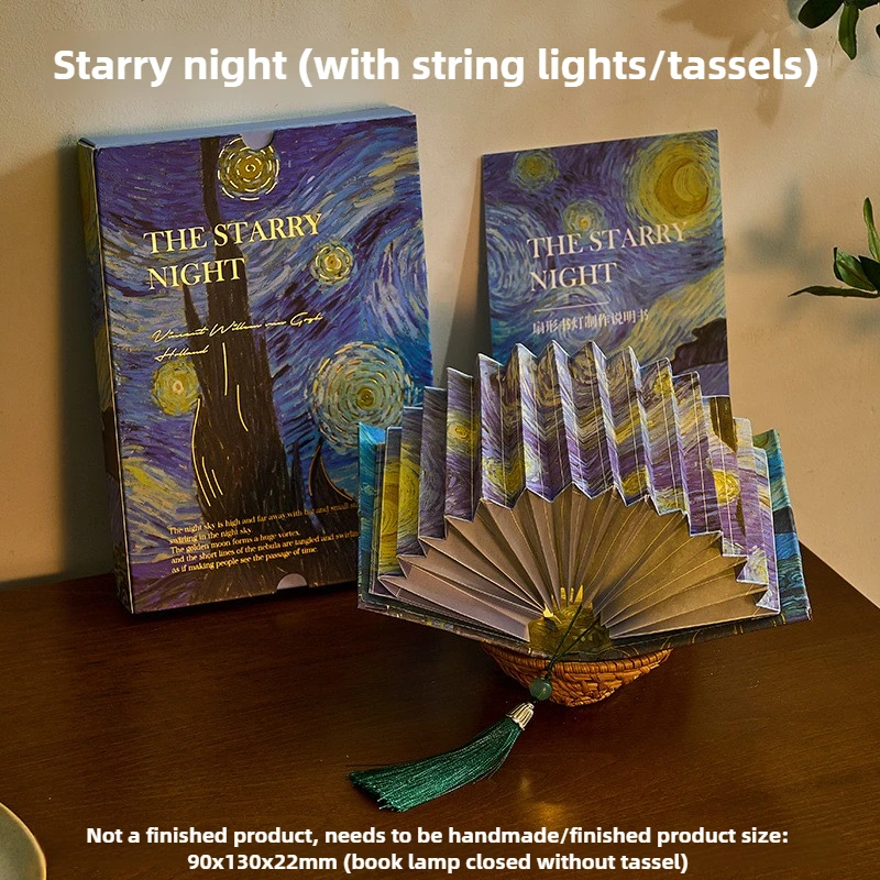 الصينية مروحة على شكل كتاب مصباح الزجاج حبة مصباح سلسلة الخط الفني اللوحات الشهيرة DIY اليدوية سطح المكتب الحلي
