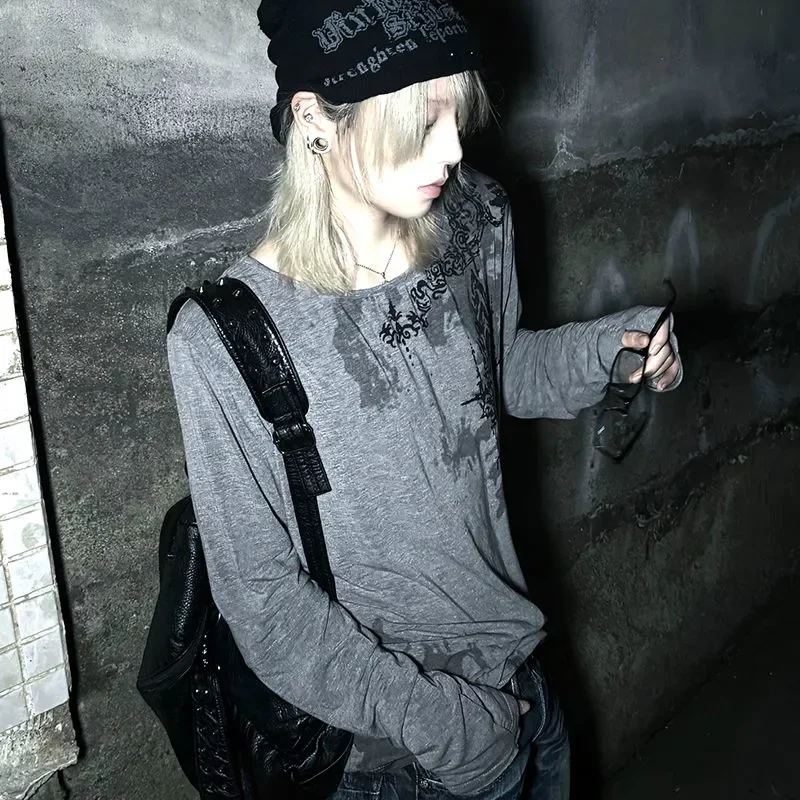 

Women's New Spliced pullover Round Neck Printed Fashionable Loose and Versatile Casual Long-sleeved Tops