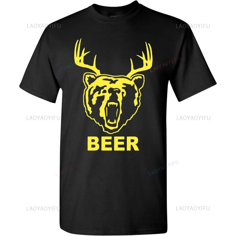 New Arrival Beer Deer Bear Funny TV Adult T-Shirt Casual Fashion Loose Hip Hop Streetwear Harajuku Style Man Tshirt Soft Y2k Tee