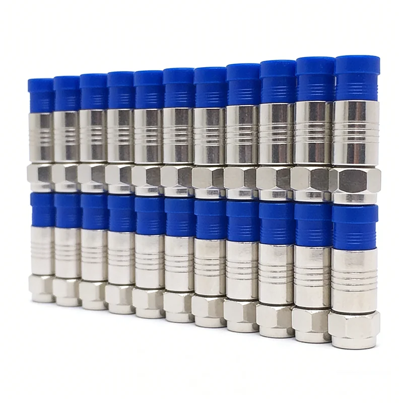 RG6 Compression Connectors F Type RG6 Coaxial Cable Compression Fittings Waterproof Coax Connectors for Satellite TV Cable