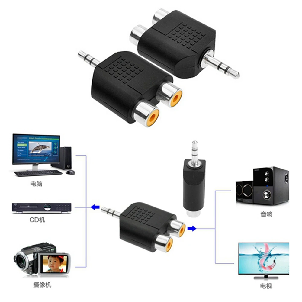 3.5mm Jack Stereo Plug To 2 RCA Plug Female Adapter M/F Y Splitter RCA Audio Adapter Plug 3.5mm Audio Cable